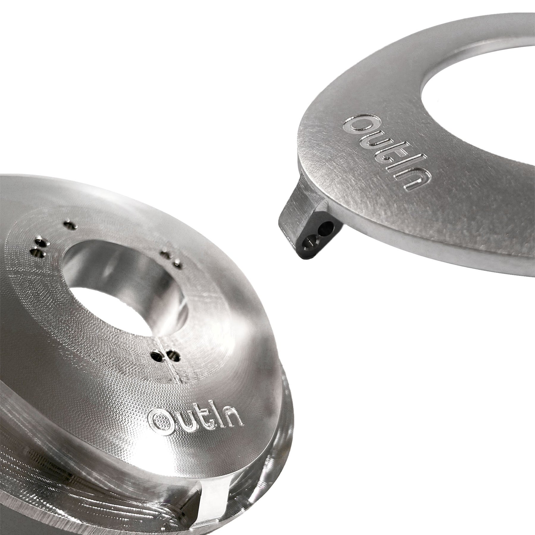 Close-up of the OutIn Foldable Coffee Stand aluminum body