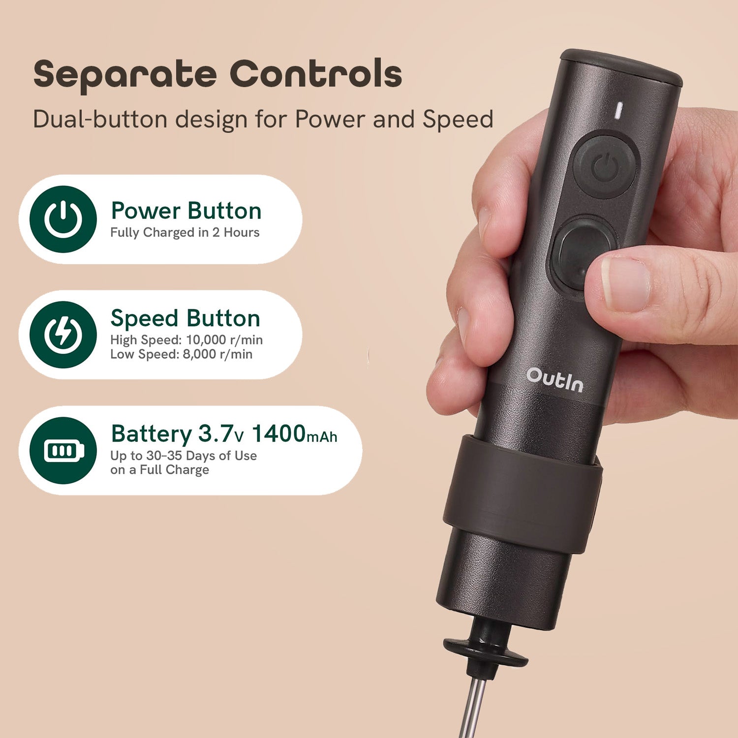 OutIn LattoGo portable milk frother product detail